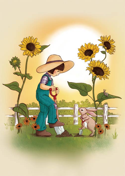 Belle & Boo Ltd Postcard; Harvesting Sunshine (Vintage Colors)