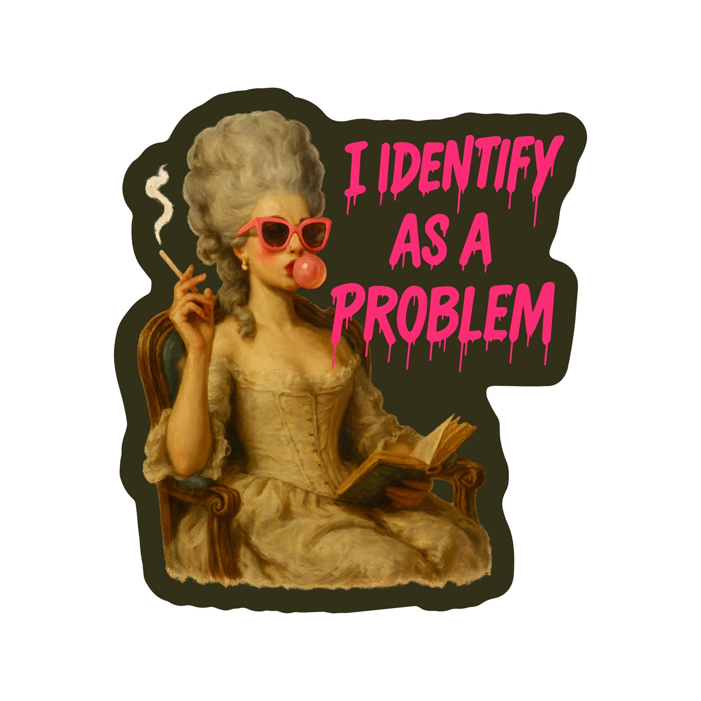 Vinyl Sticker; Identify As A Problem (Funny Book High Quality)