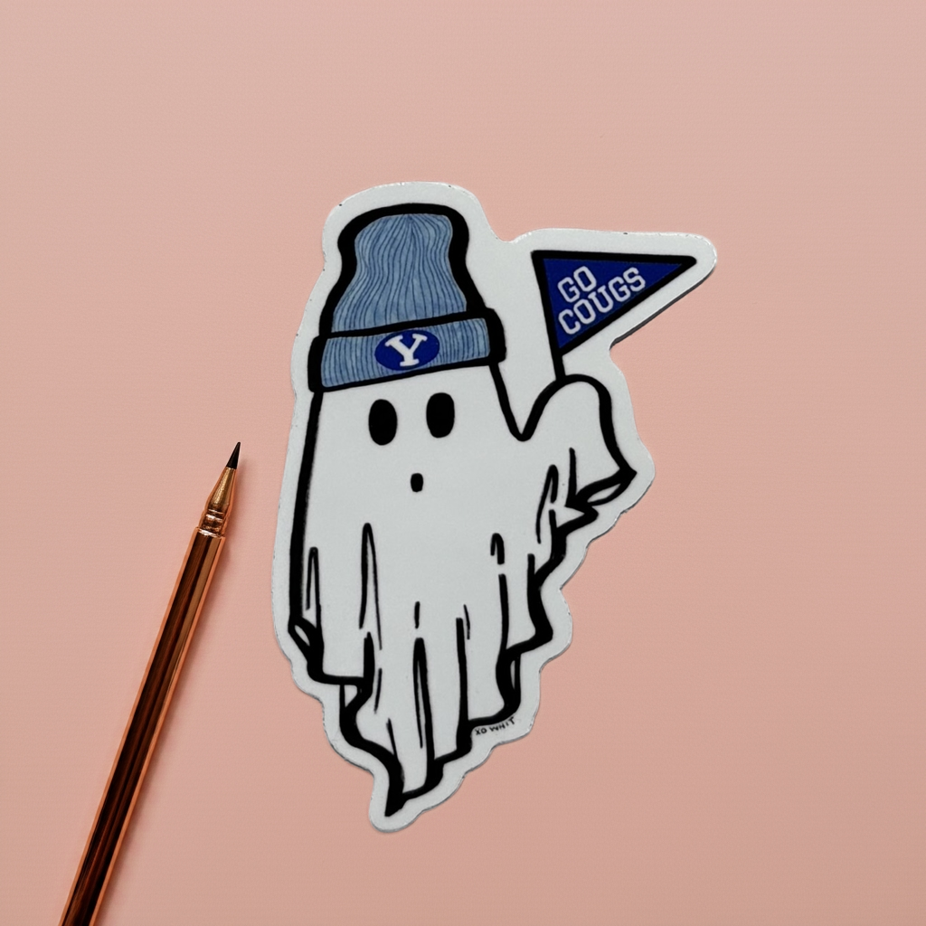 Vinyl Sticker; Go Cougs Ghost