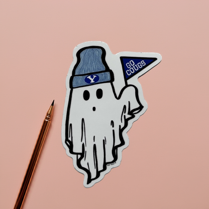 Vinyl Sticker; Go Cougs Ghost