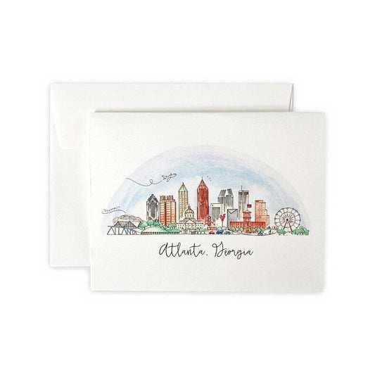 Greeting Card; Atlanta, Georgia Skyline (Watercolor) By Natty Michelle Paperie