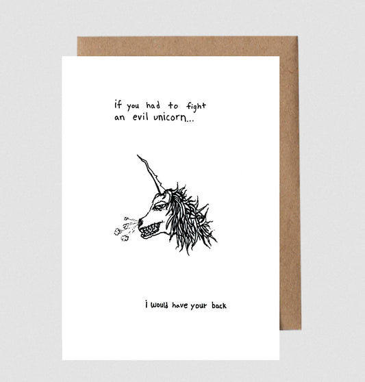 Greeting Card; Evil Unicorn