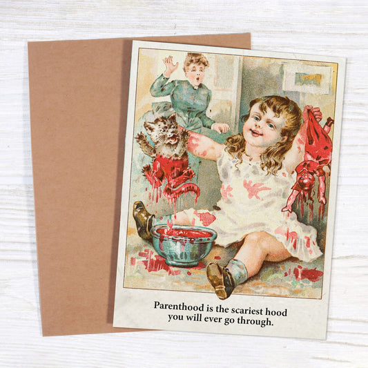 Baby Card; Parenthood Is the Scariest Hood (Baby Shower Card)