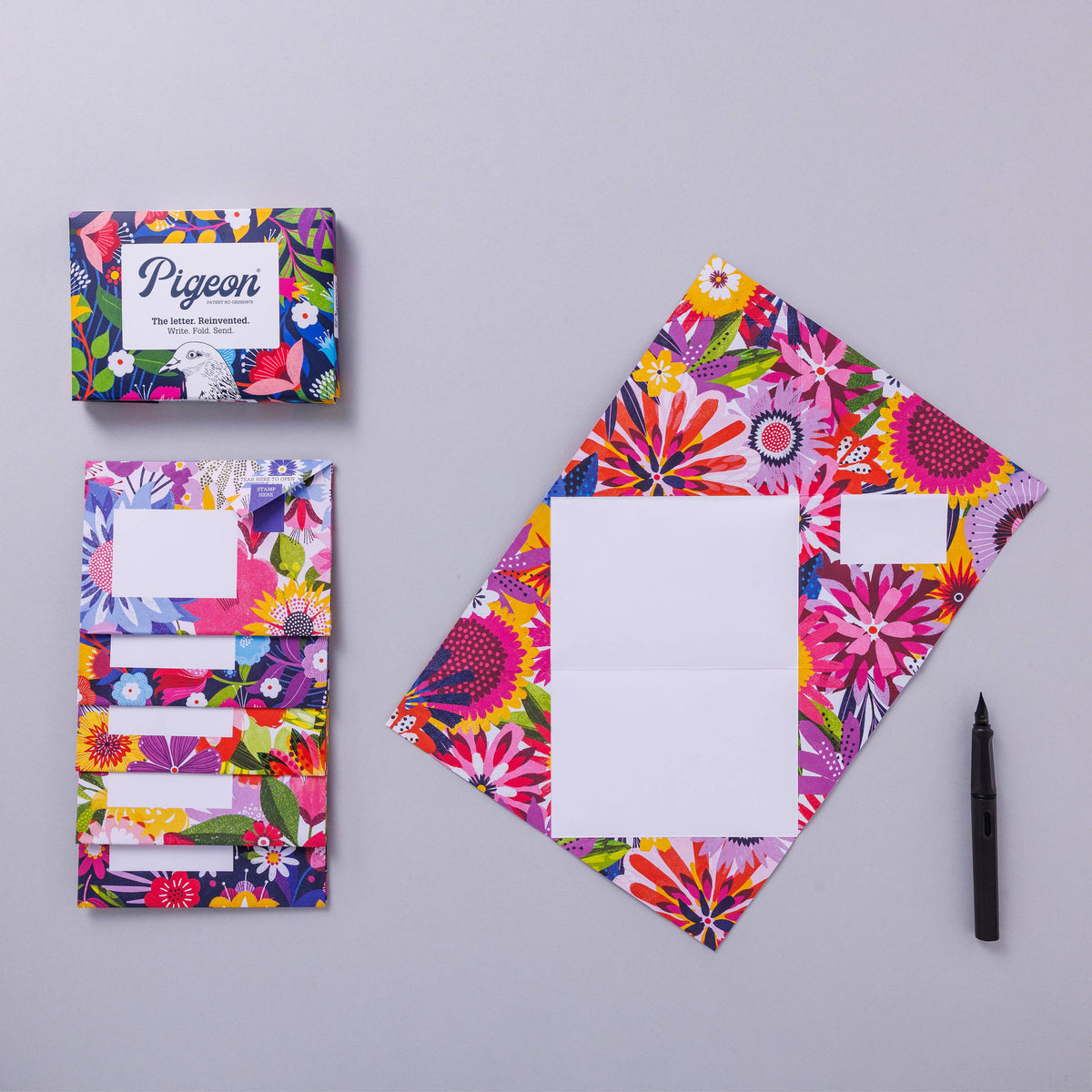 Folding Letter Set; Floral Fantasia Pigeon | Pigeon Posted