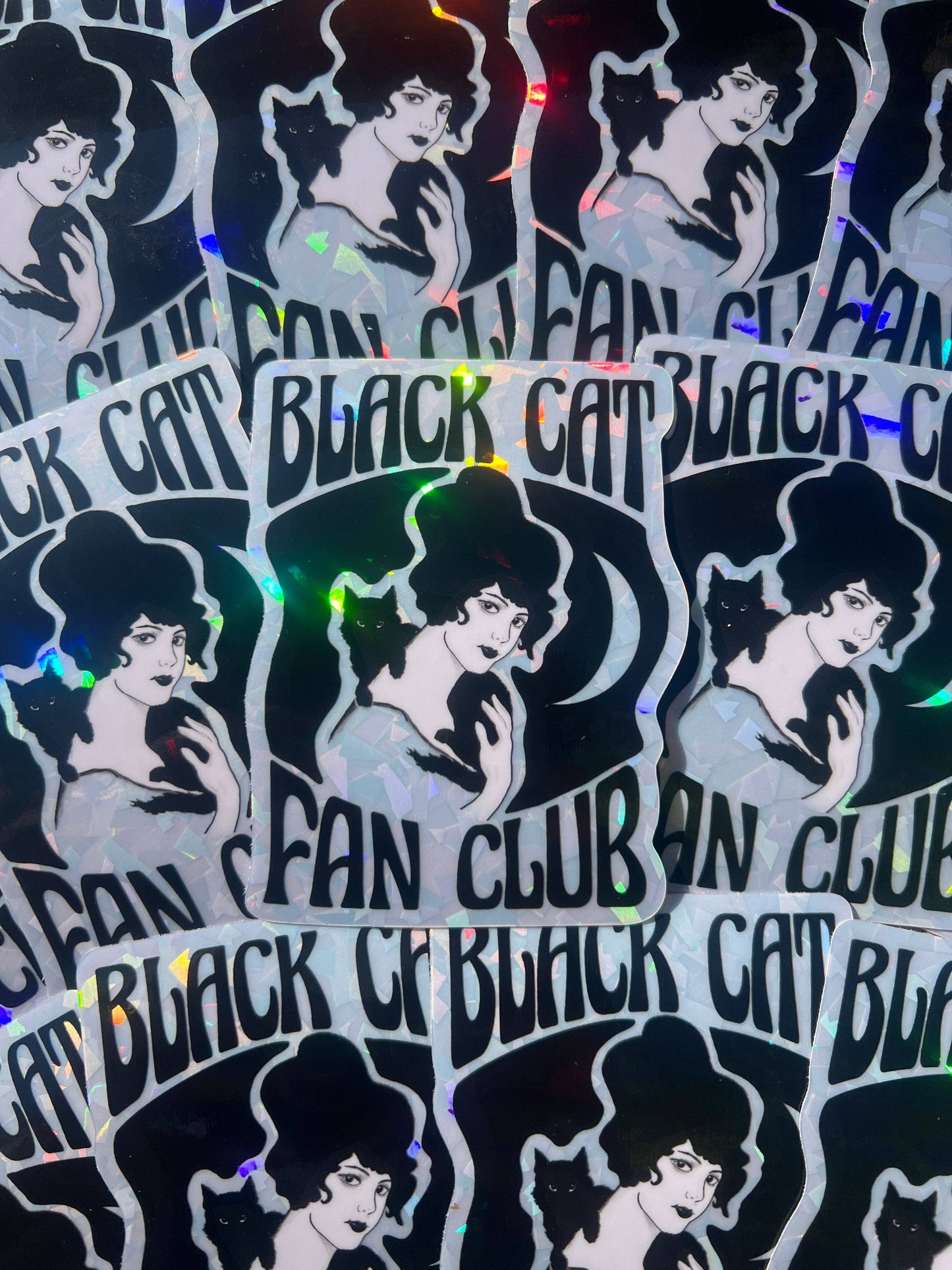 Vinyl Sticker; Black Cat Fan Club (3 Inch Holographic)