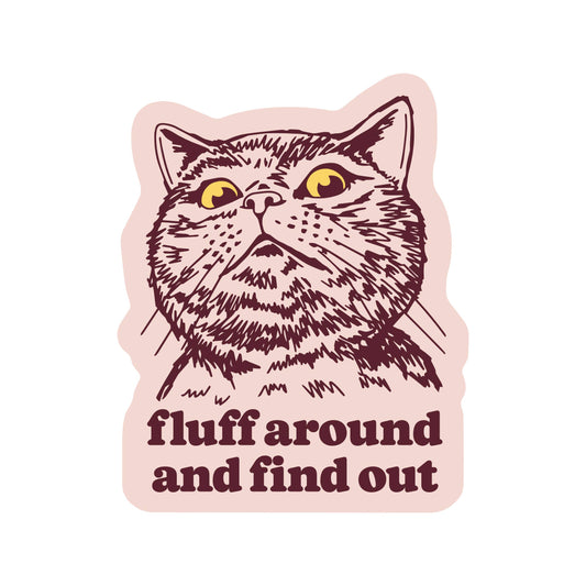 Vinyl Sticker; Fluff Around And Find Out (Funny Kitty Cat Swear Humor High Quality)