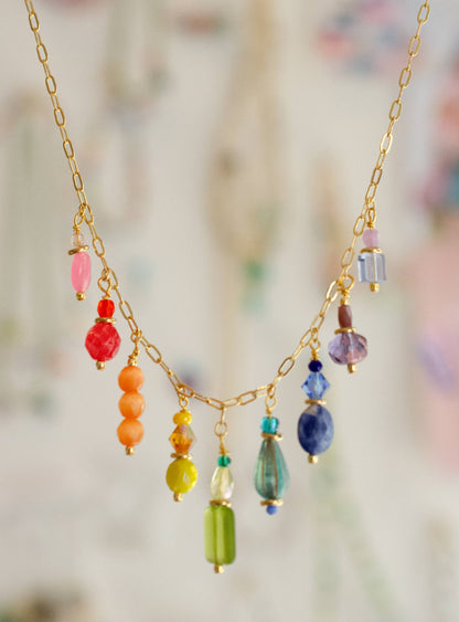 Charm Necklace; Rainbow Mosaic By Jill Makes