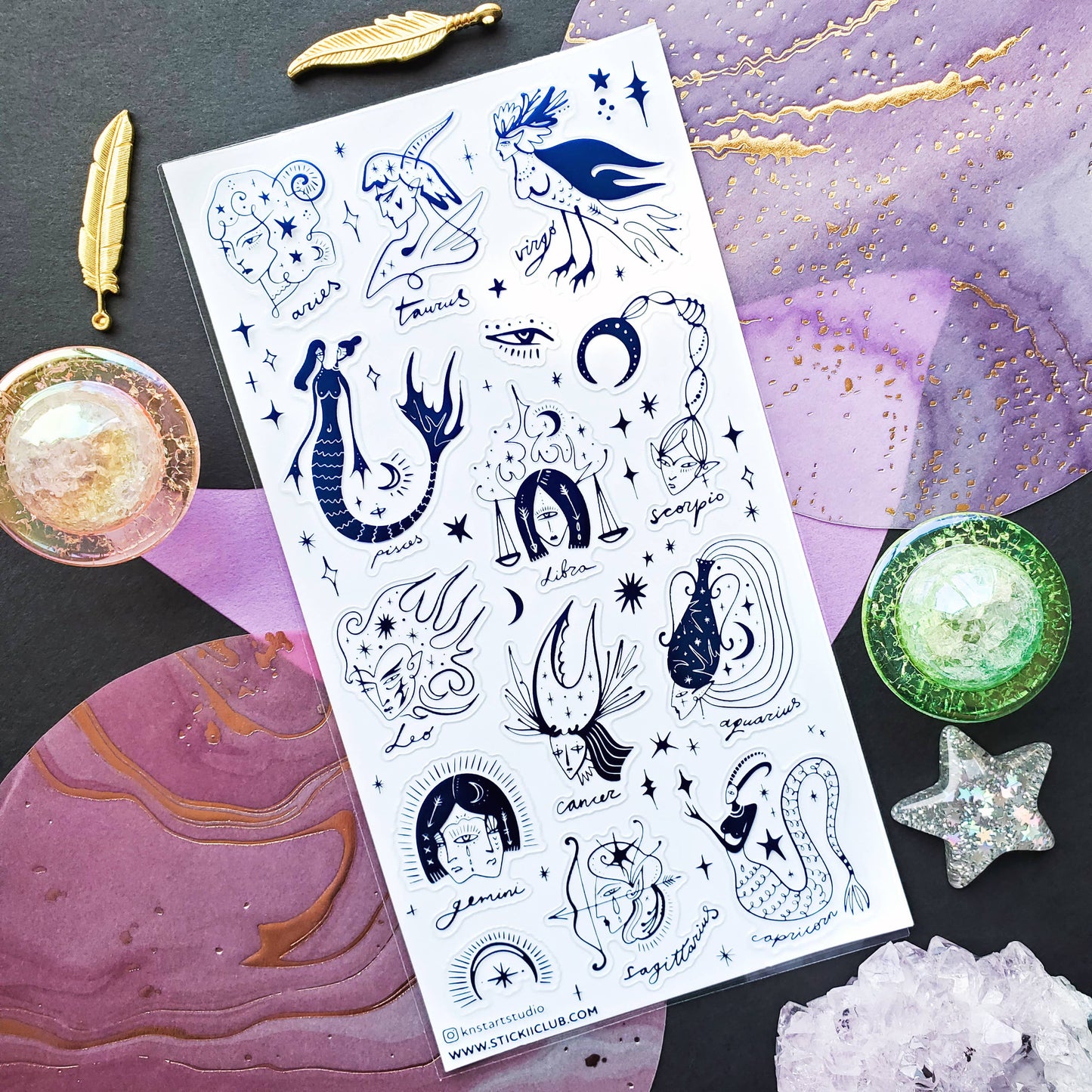 Stickii Sticker Sheet; Mystical Zodiac