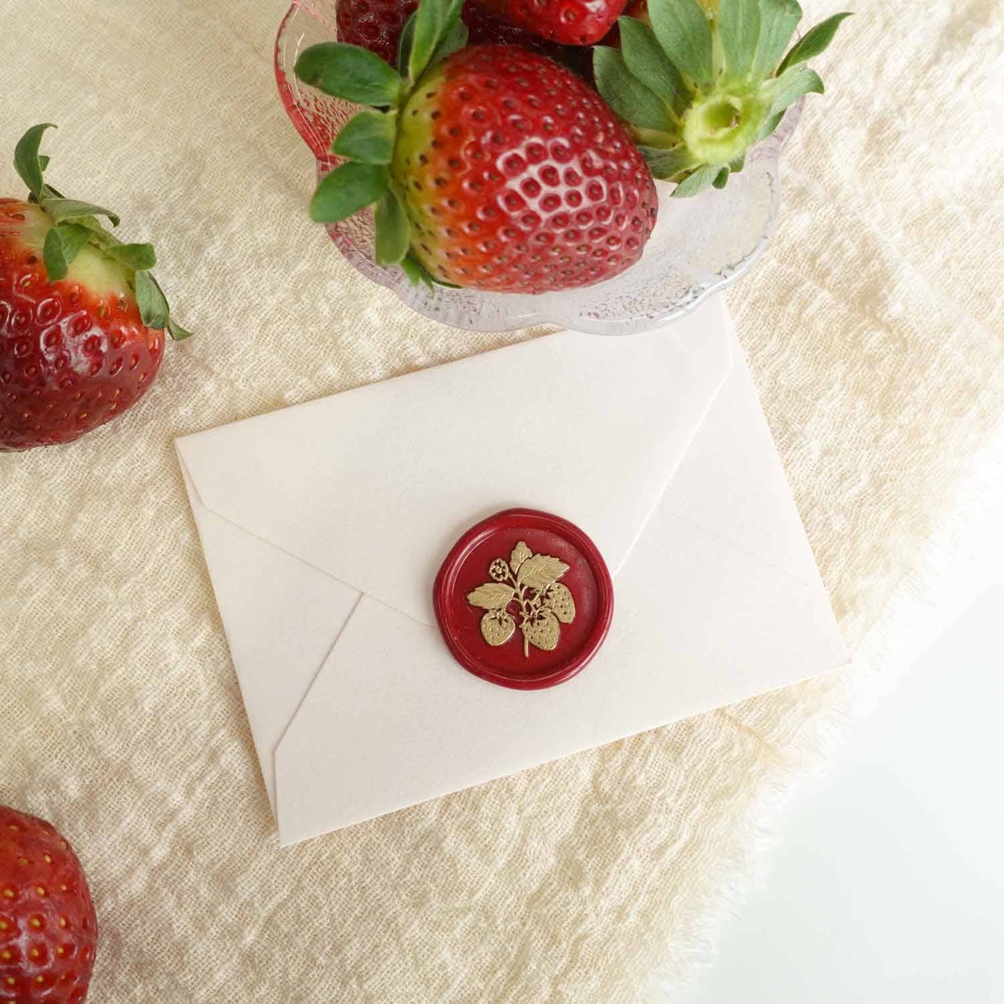Wax Seal Stamp; Strawberry (With Handle, Gift Box, & Storage Bag)