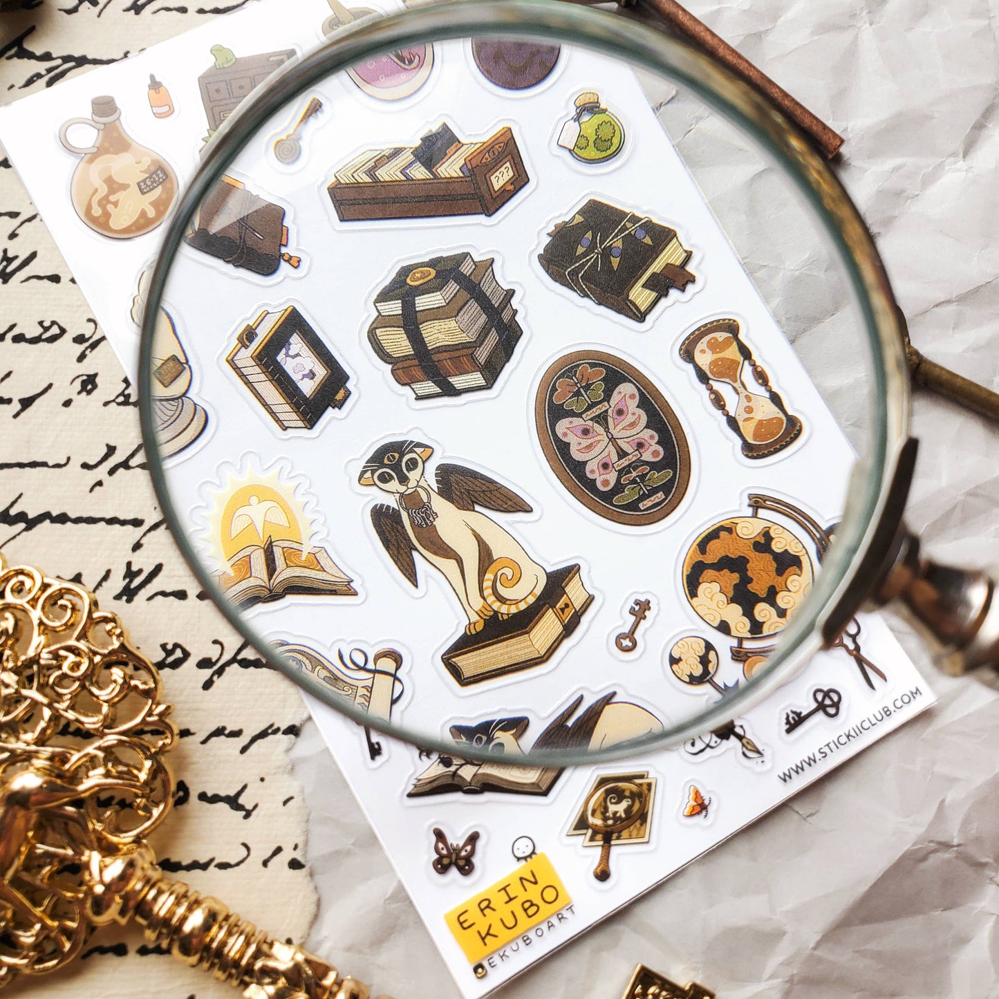 Stickii Sticker Sheet; Library of Secrets