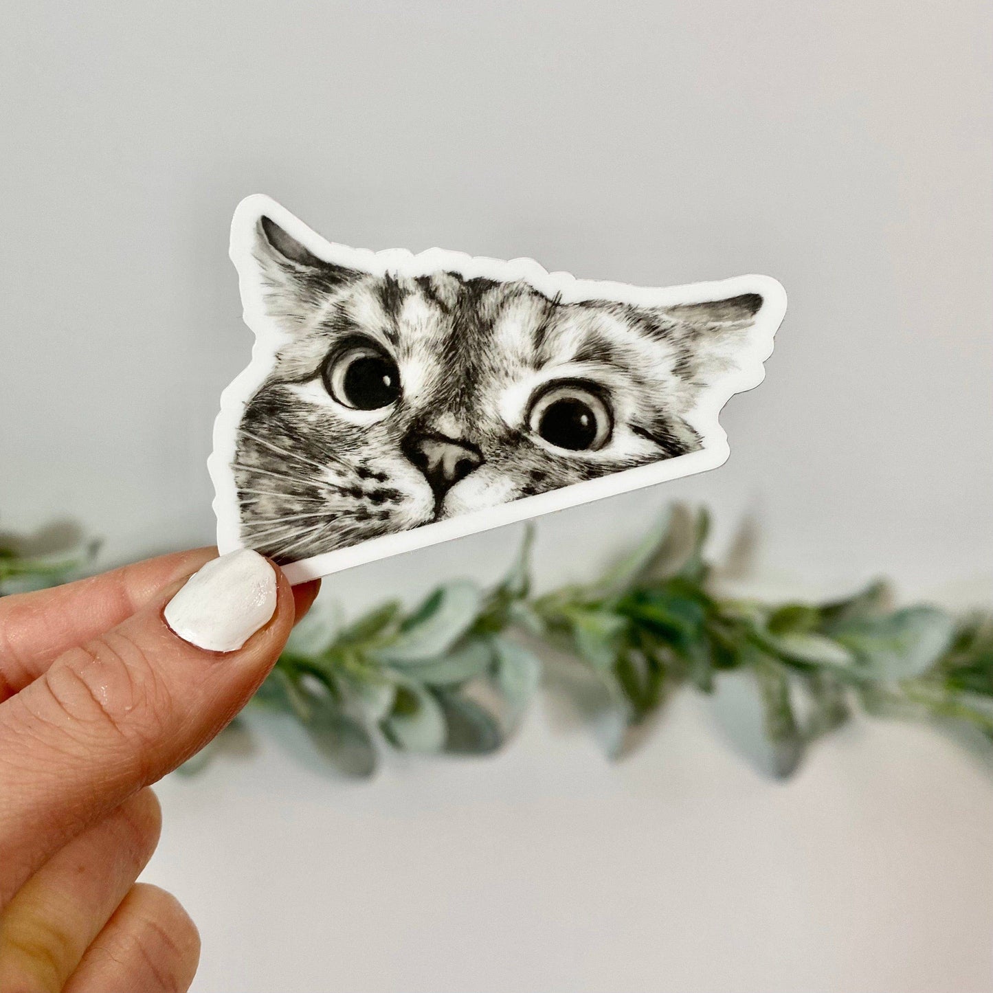 Vinyl Stickers; Peeking Cat