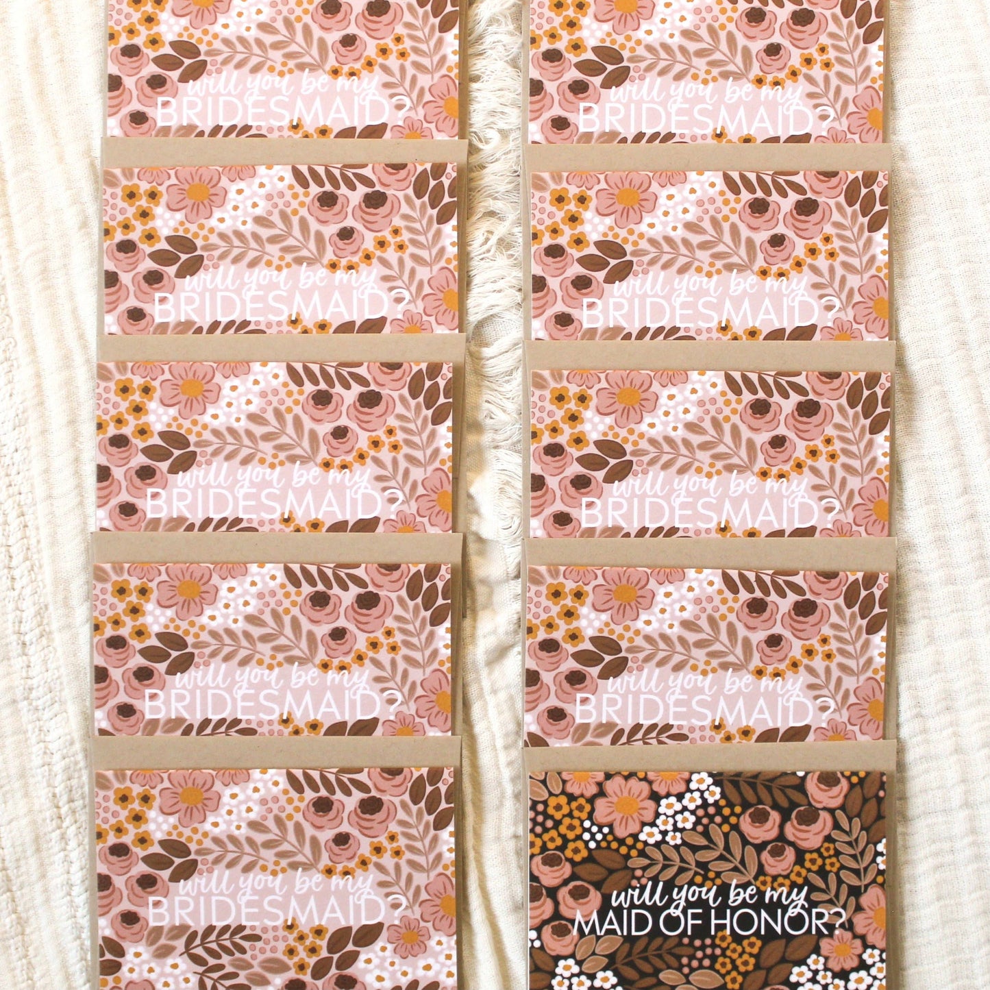Elyse Breanne Bridesmaid Proposal Cards; Retro Floral | Wedding (Set of 10)