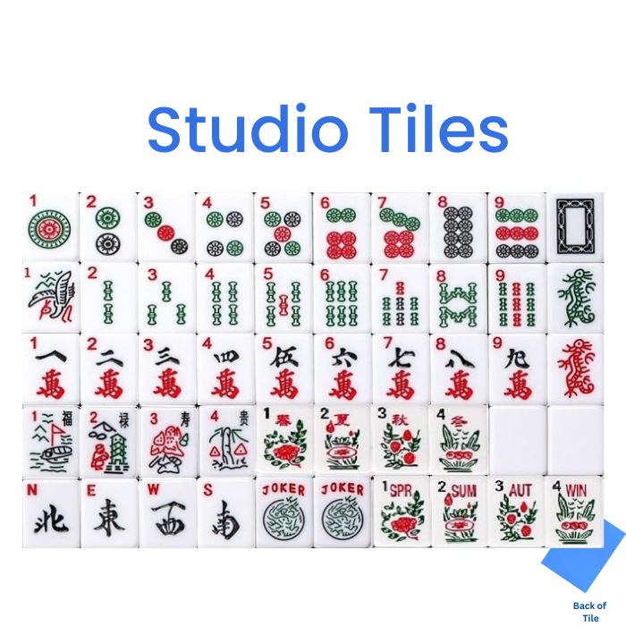 Mahjong Studios Studio Tiles Mahjong Set | 166 Tiles Blue Bundle with Clear Racks