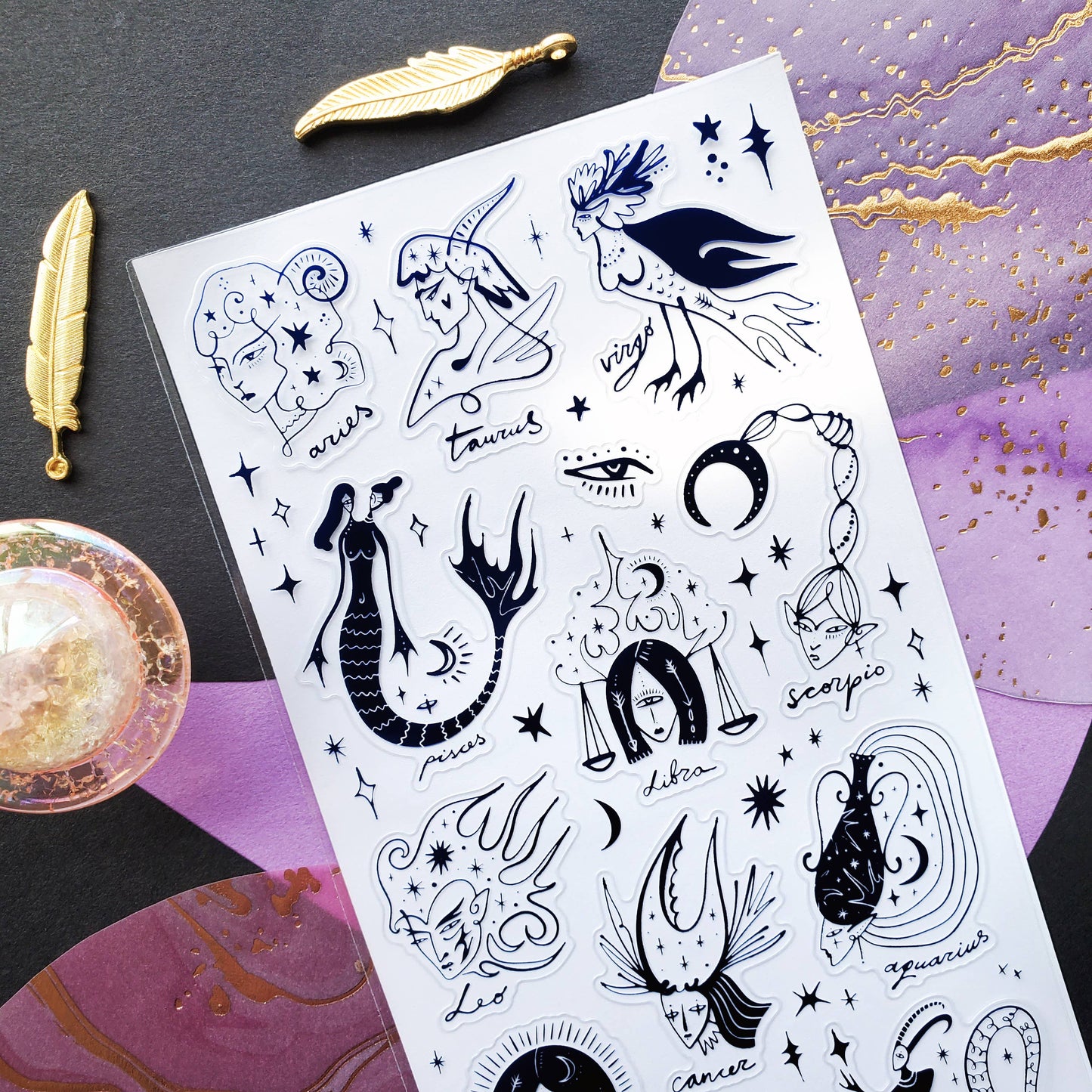 Stickii Sticker Sheet; Mystical Zodiac