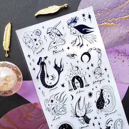 Stickii Sticker Sheet; Mystical Zodiac