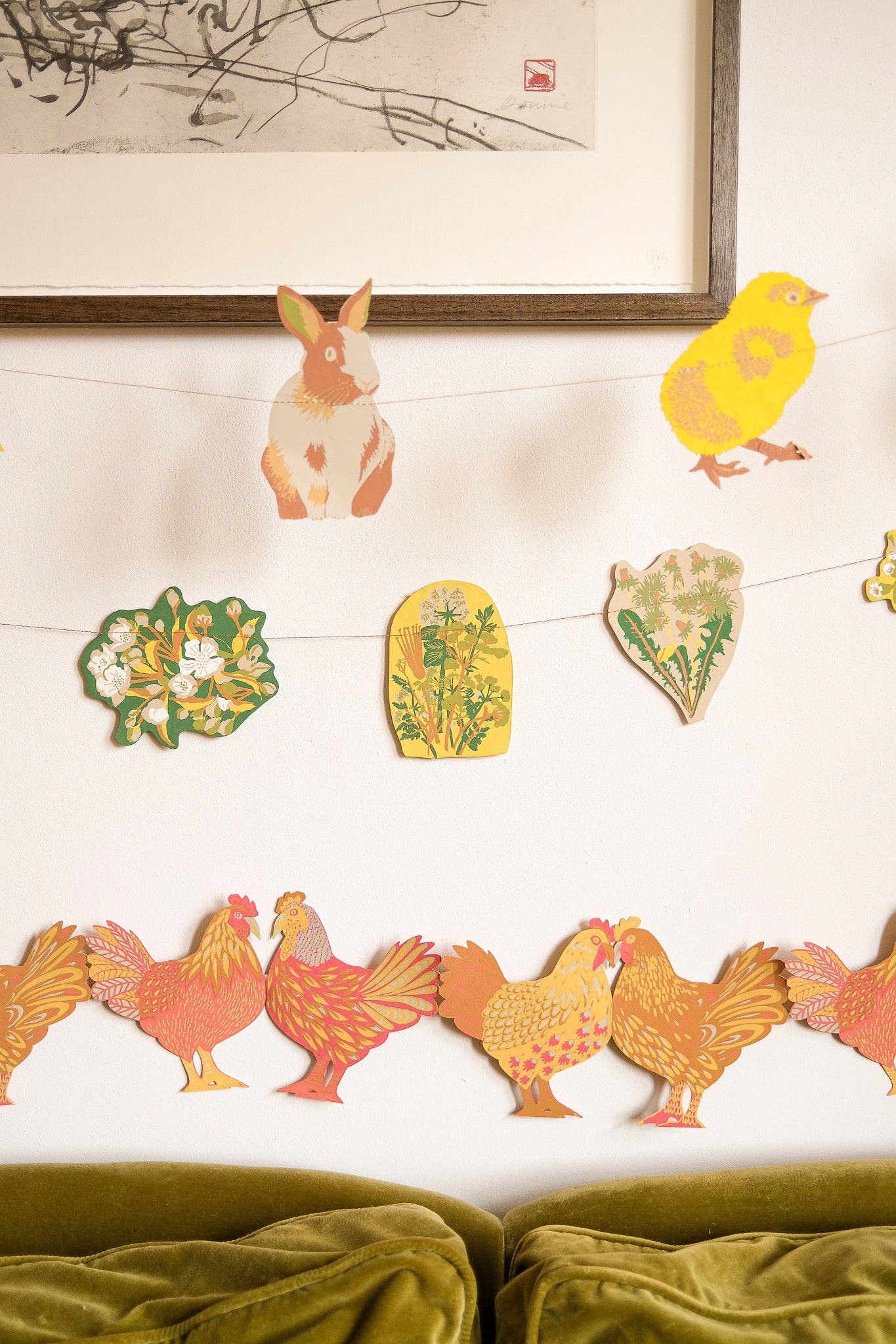Sewn Garland; Chickens Concertina