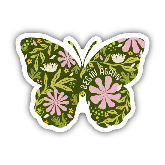 Vinyl Sticker; Begin Again Butterfly