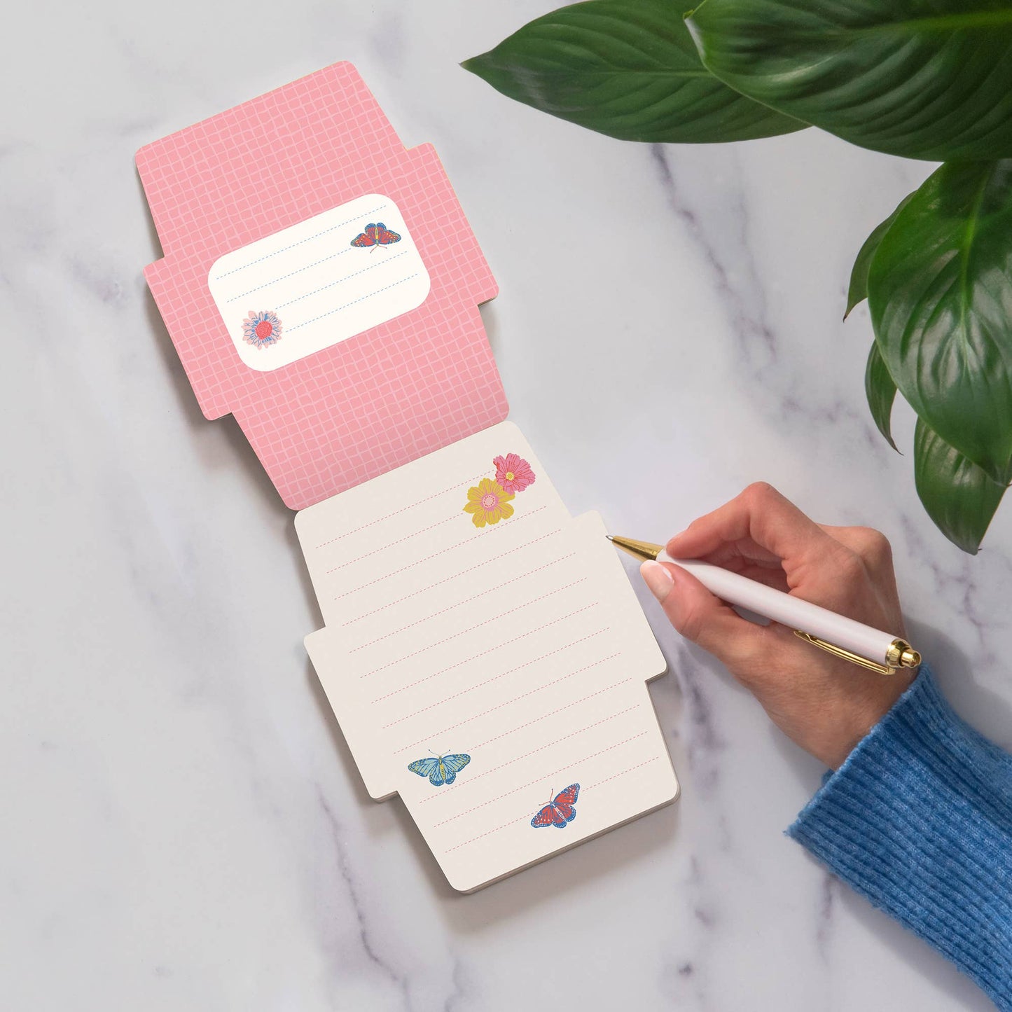 Mini Memo with Stickers; Plaid Blossoms