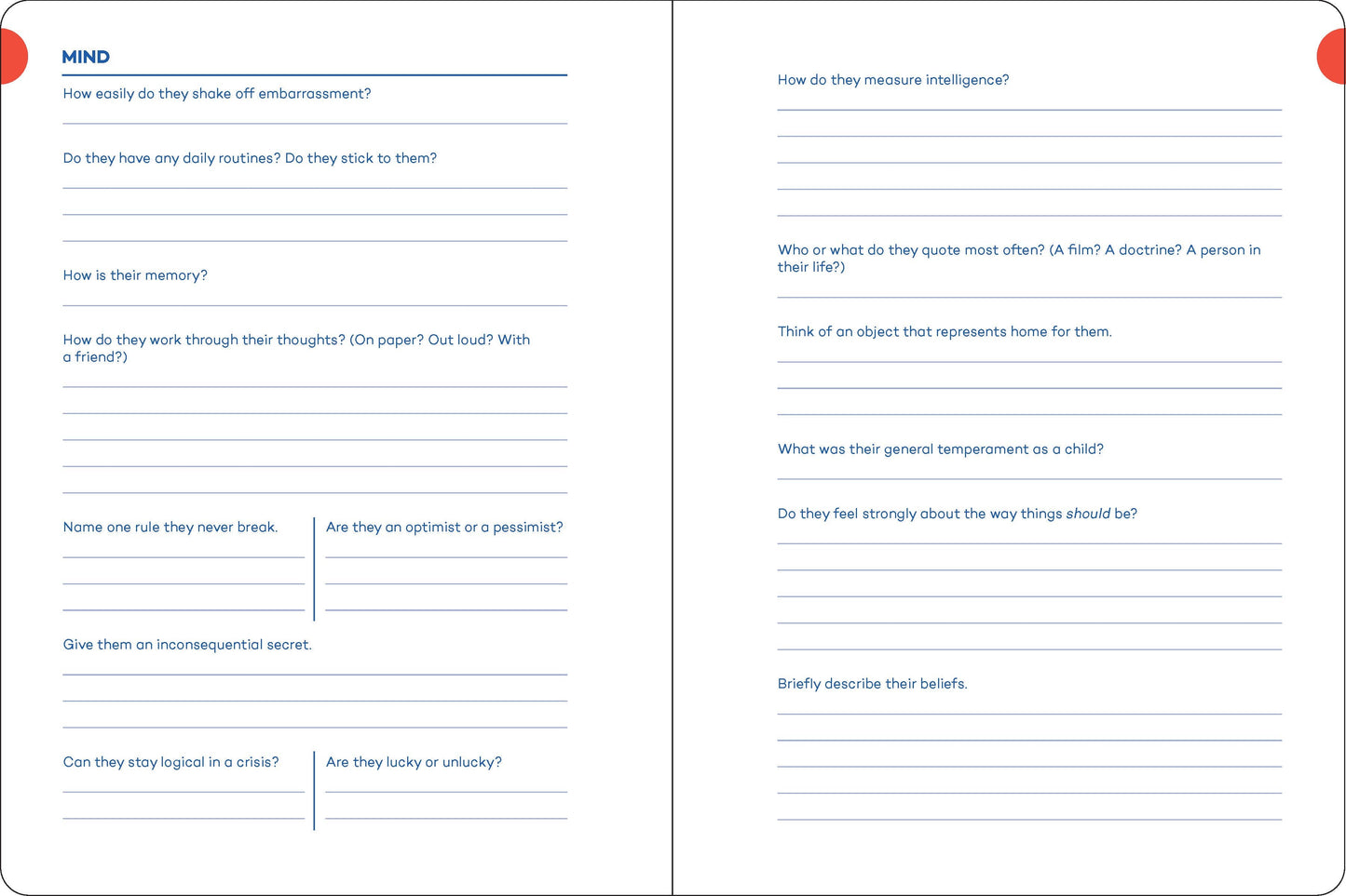 Journal; A Writer’s Journal for Creating Characters