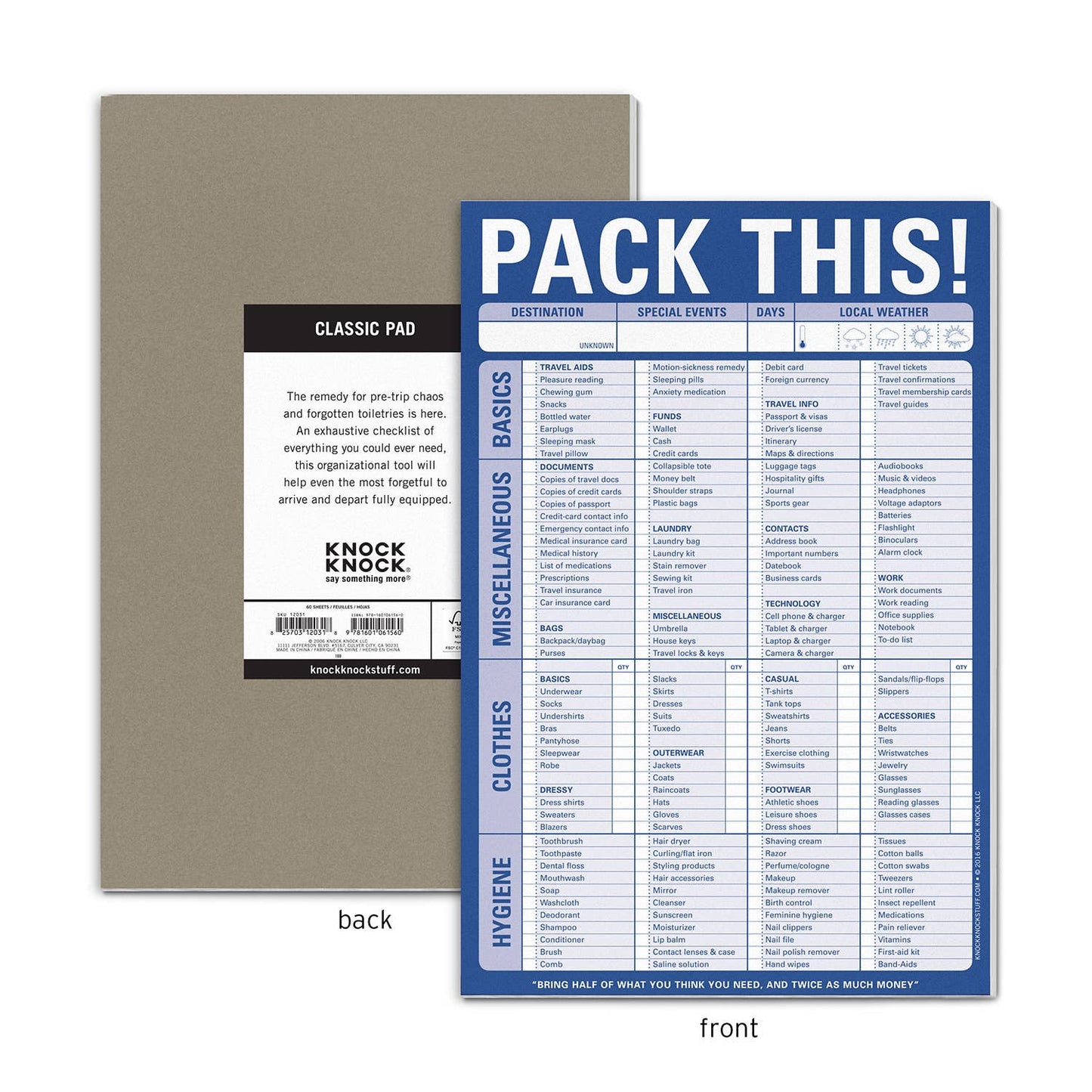 Notepad; Pack This! (Blue, 60 Sheets)