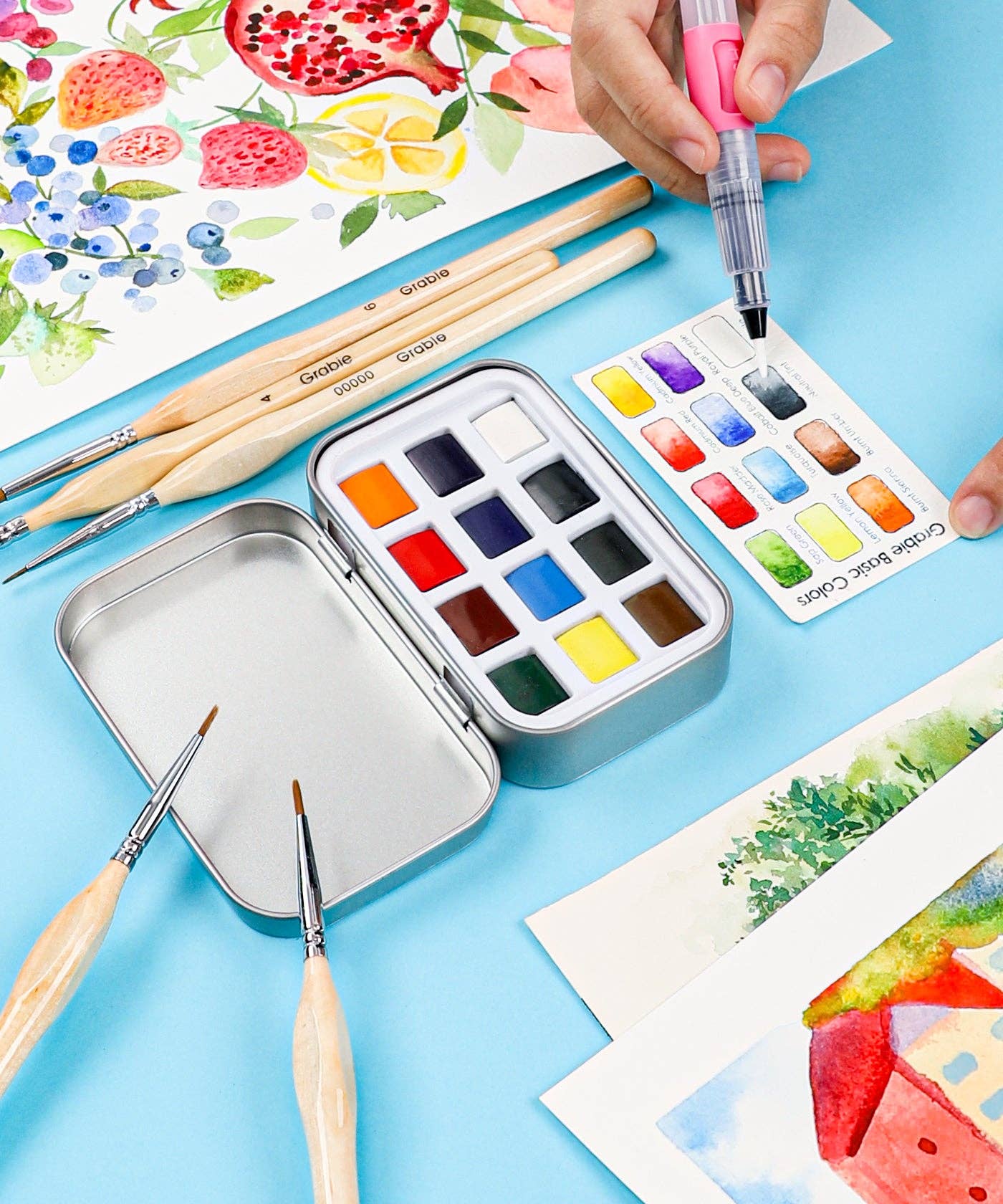 Grabie Watercolor Pocket Set; Essential Colors (12 Colors)