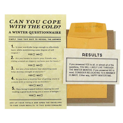 Note Card; Winter Questionnaire