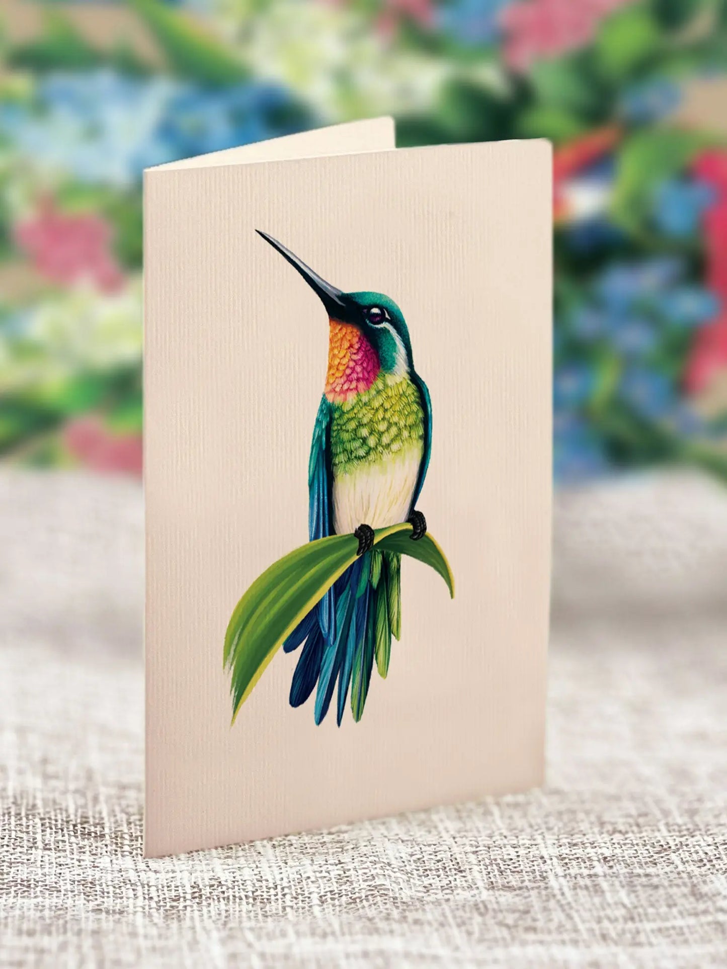 Pop-Up Greeting Card; Hummingbird Oasis