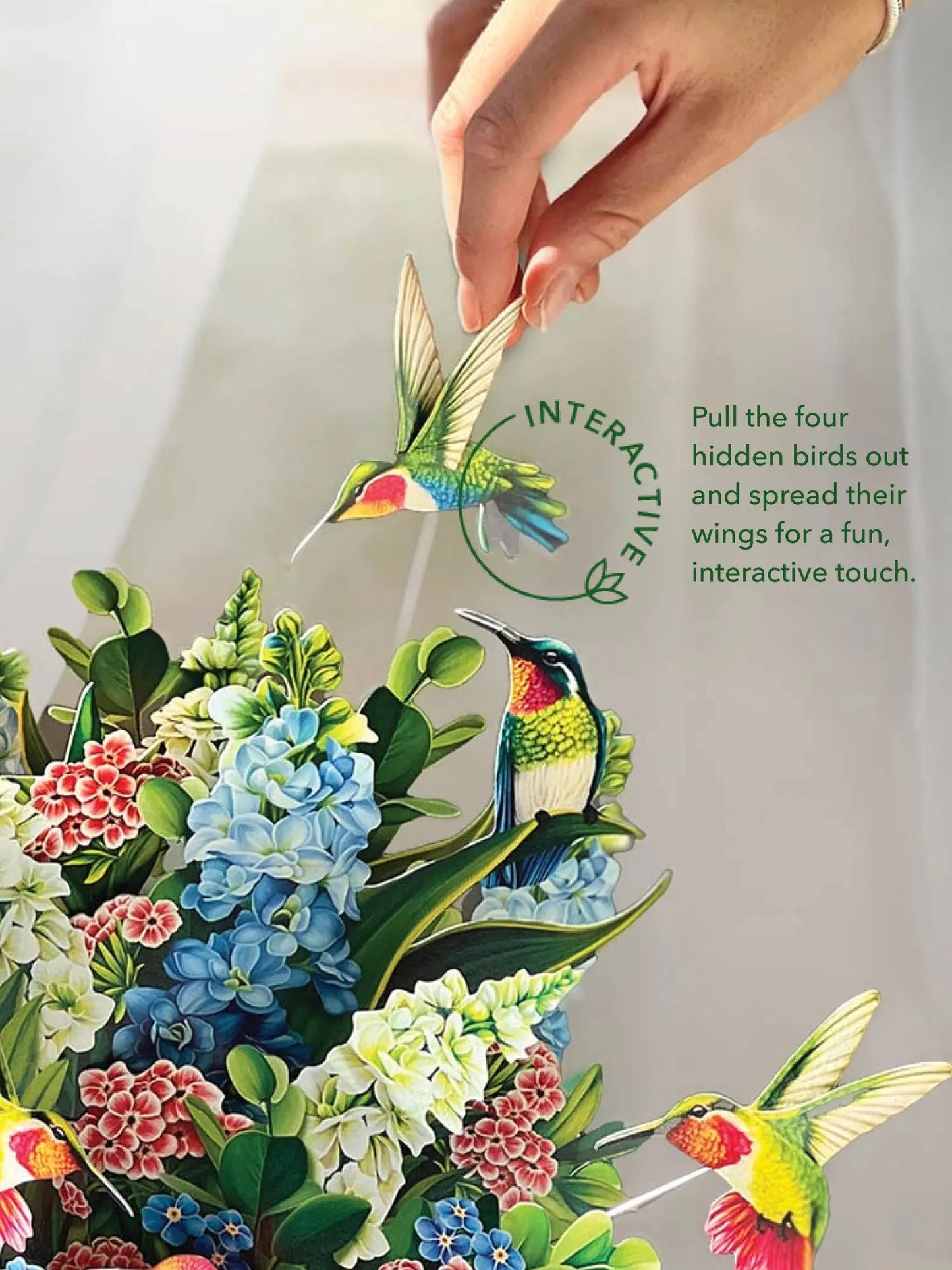 Pop-Up Greeting Card; Hummingbird Oasis