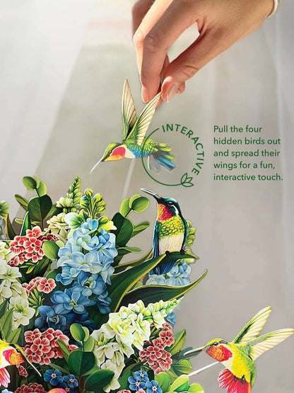 Pop-Up Greeting Card; Hummingbird Oasis