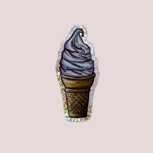 Vinyl Sticker; Glitter Lined Ice Cream Cone