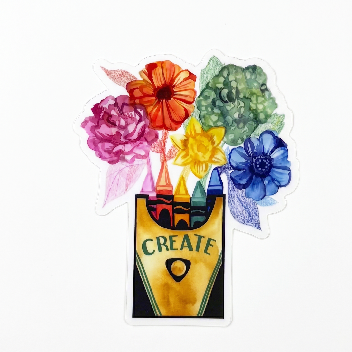 Vinyl Sticker; Create Flower Crayon Box - Made by Shellie