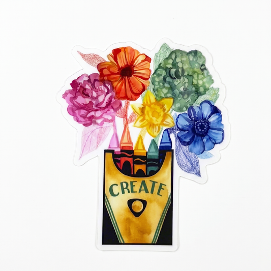 Vinyl Sticker; Create Flower Crayon Box - Made by Shellie