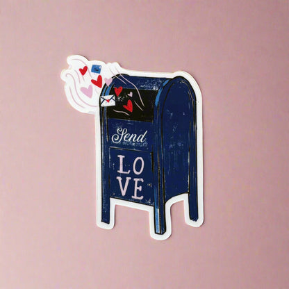 Vinyl Sticker; City Mail Box with Hearts - Made By Shellie