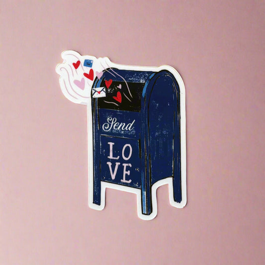 Vinyl Sticker; City Mail Box with Hearts - Made By Shellie