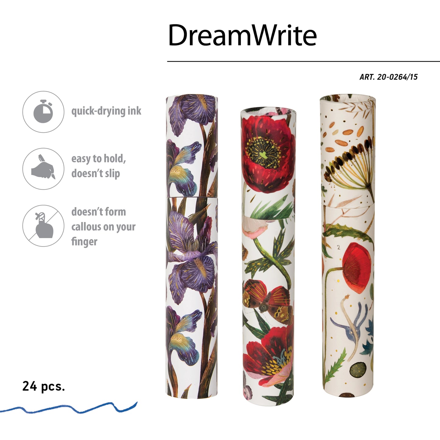Ballpoint Pen; DreamWrite - Bloom Flora Series (Black Ink)