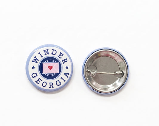 Pinback Button; Love Letters in Winder, Georgia