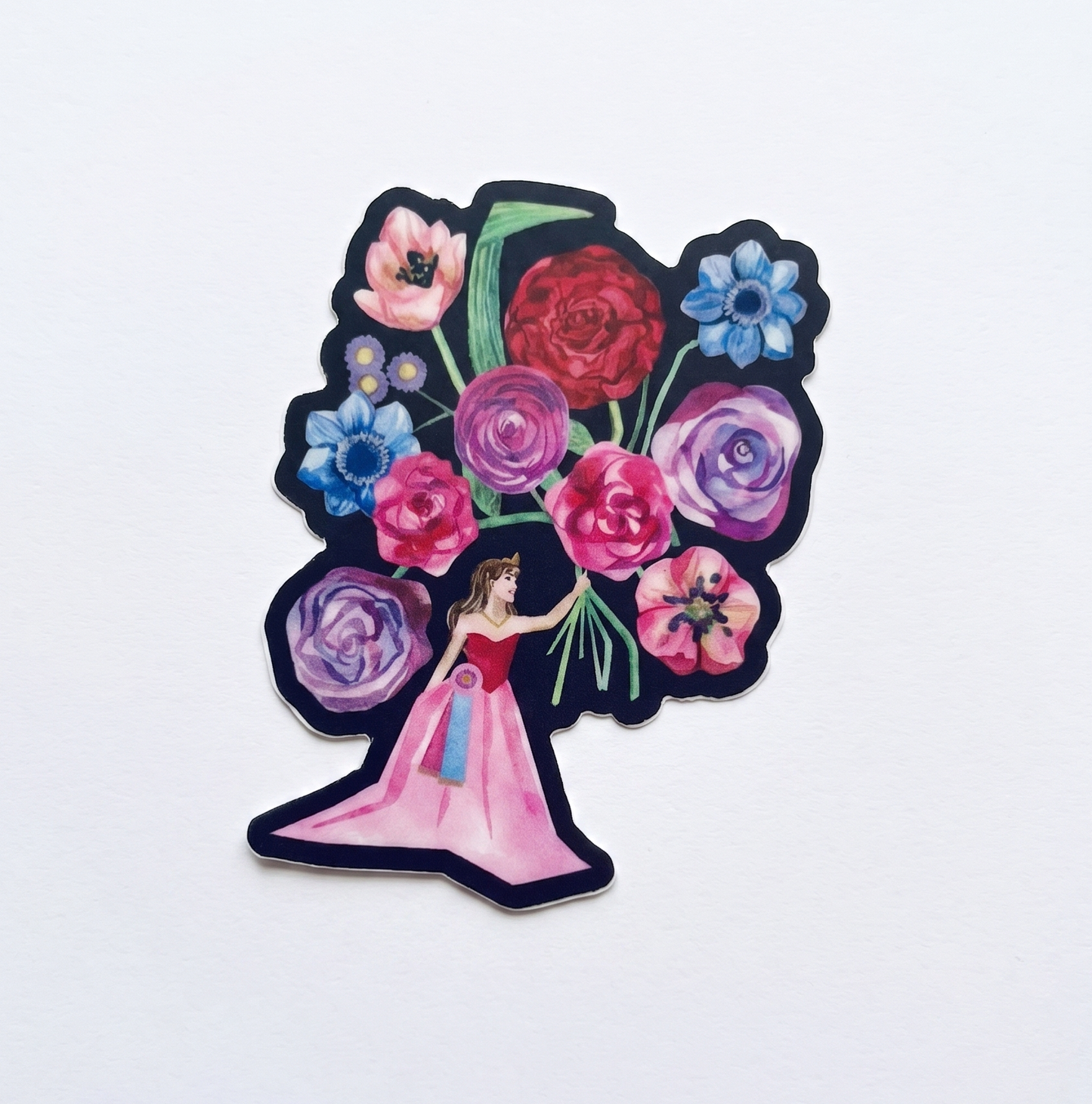 Vinyl Sticker; Princess with Flowers - Made by Shellie