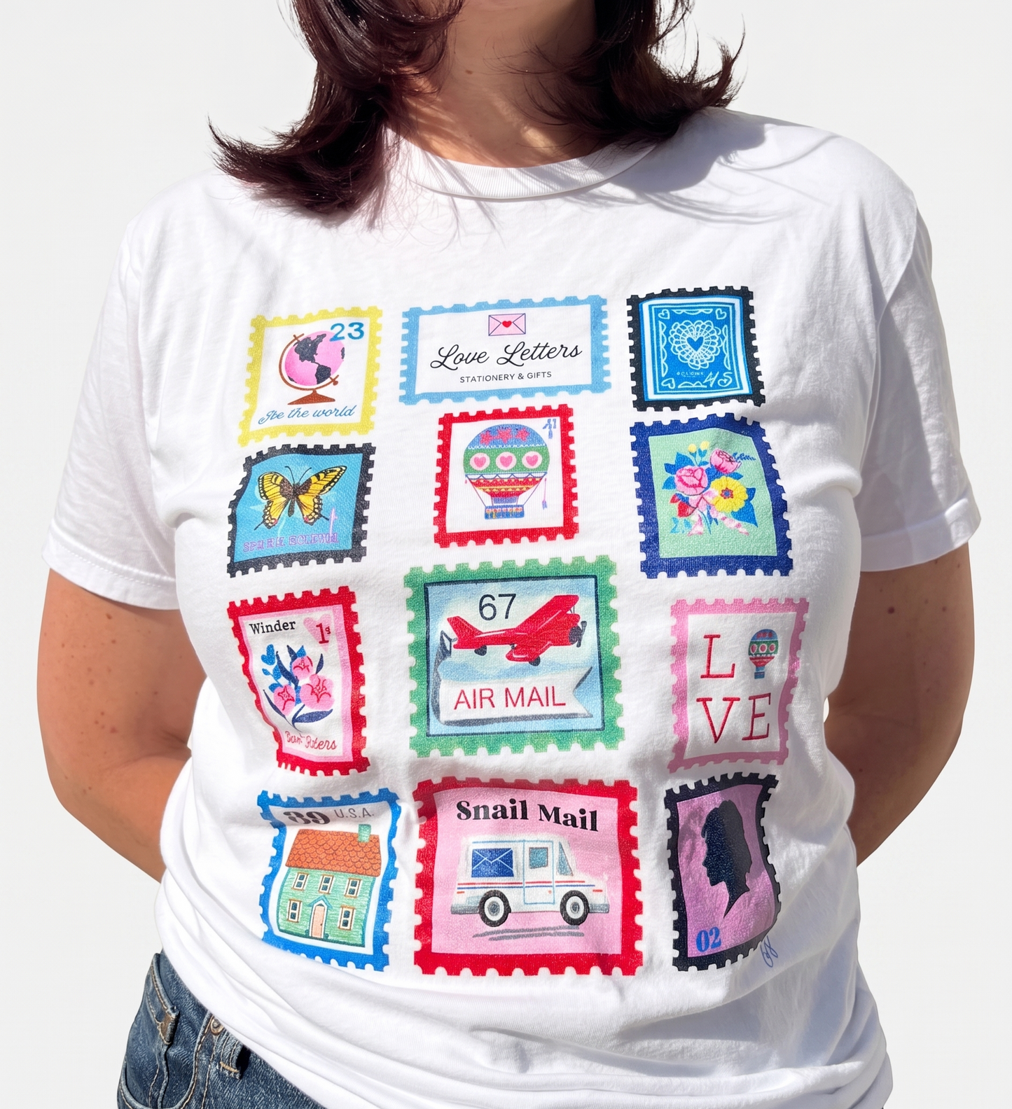 Love Letters Casual Tee; Stamps - Made by Shellie