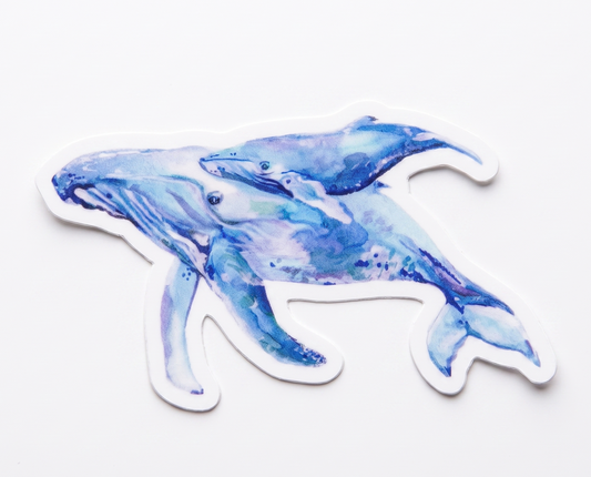 Vinyl Sticker; Whale Mother and Calf - Made By Shellie