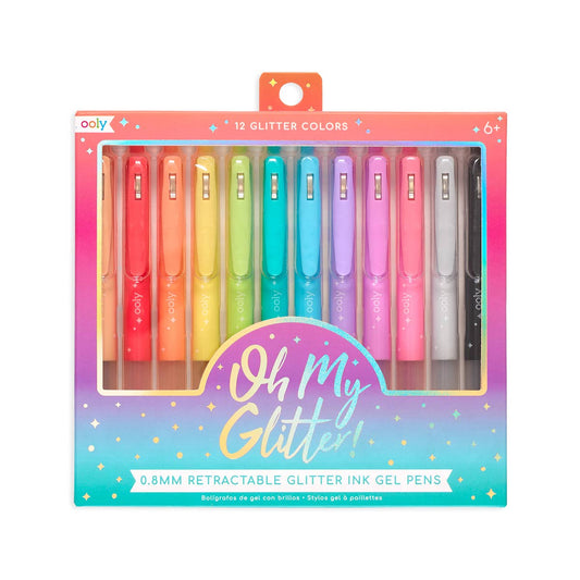 Ooly Glitter Gel Pens; Oh My Glitter! (Retractable, Set of 12)