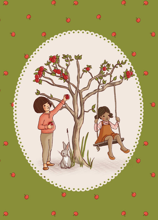 Belle & Boo Ltd Postcard; Picking Apples (Vintage Colors)