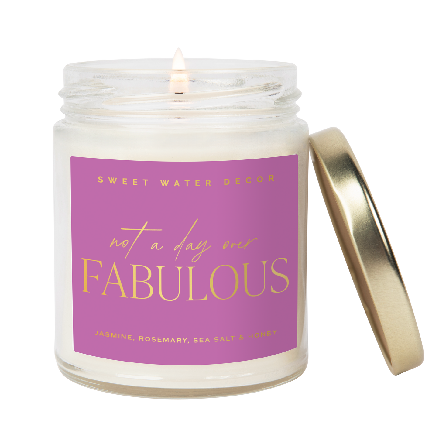 Soy Candle; Not A Day Over Fabulous 9oz (Gold Foil, 40+hrs Burn Time) By Sweet Water Decor