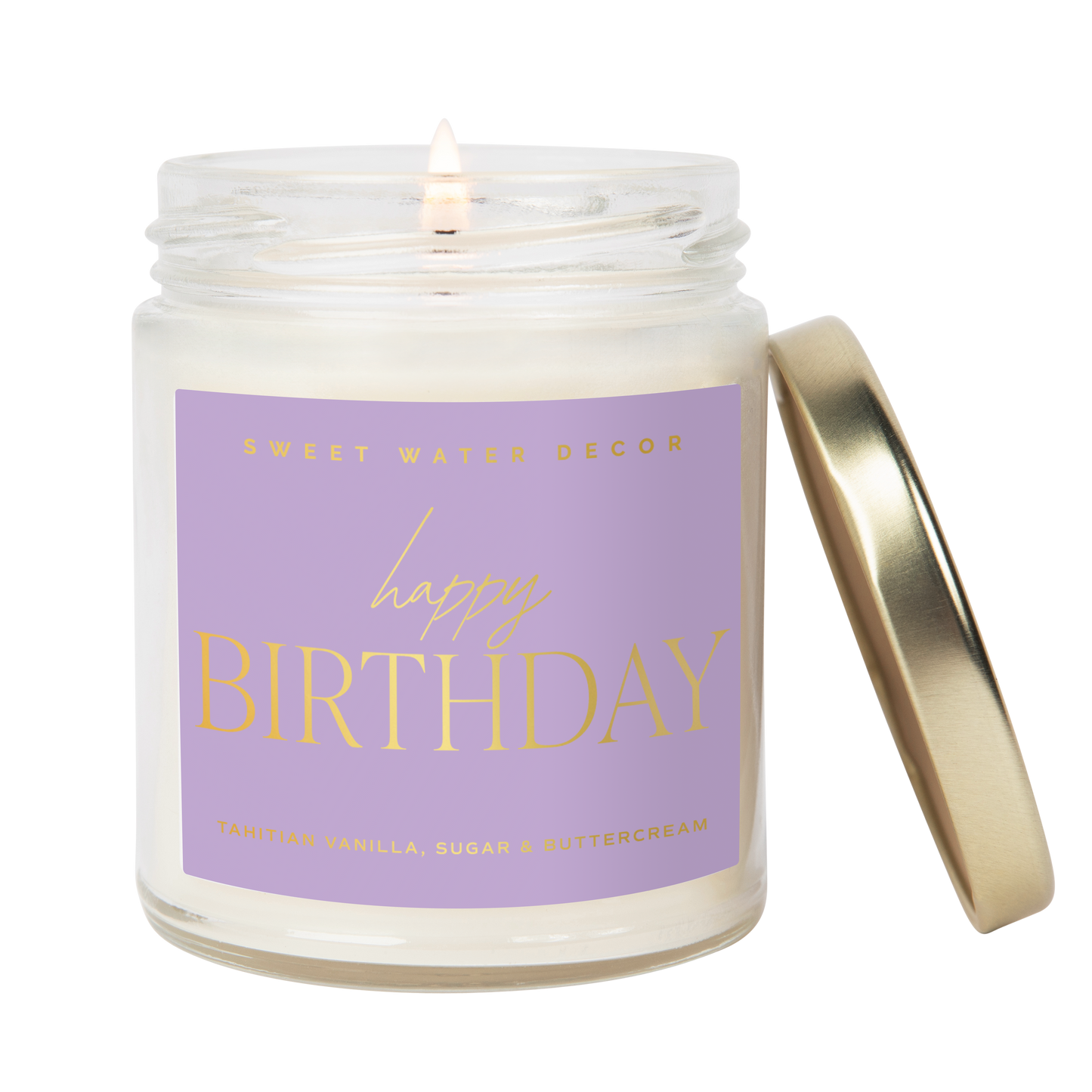 Soy Candle; Happy Birthday 9 oz (Gold Foil, Multi-layered Scent) By Sweet Water Decor