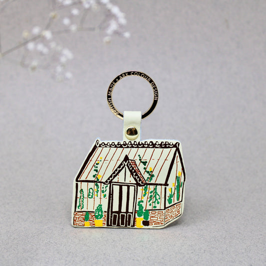 Leather Key Fob; Greenhouse (Foil accents, Gold) By Ark Colour Design