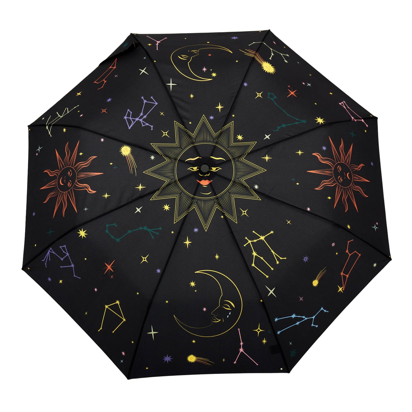 Original Duckhead Compact Umbrella; Zodiac Signs (Black, Eco-Friendly, Upcycled)