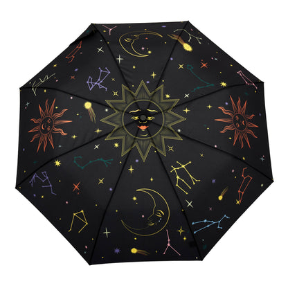 Original Duckhead Compact Umbrella; Zodiac Signs (Black, Eco-Friendly, Upcycled)