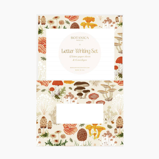 Letter Writing Set; Mushrooms By Botanica Paper Co. (12 Letters + 6 Envelopes)