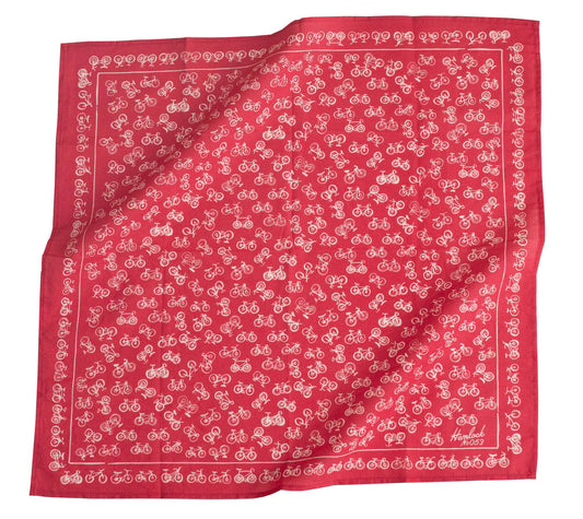 Bandana; 22" Red Bikes By Hemlock Goods (100% Premium Cotton)
