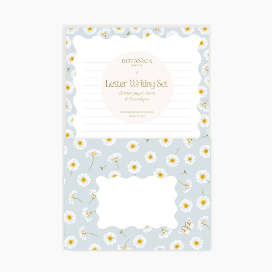 Letter Writing Set; Daisy By Botanica Paper Co. (12 Letters + 6 Envelopes)