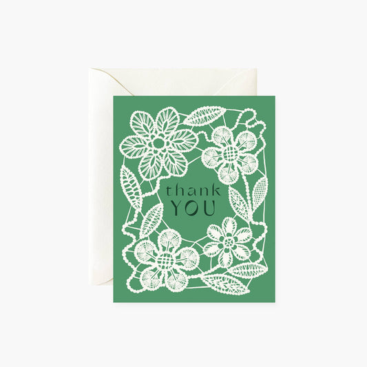 Thank You Card; Lace Mileu By Botanica Paper Co.